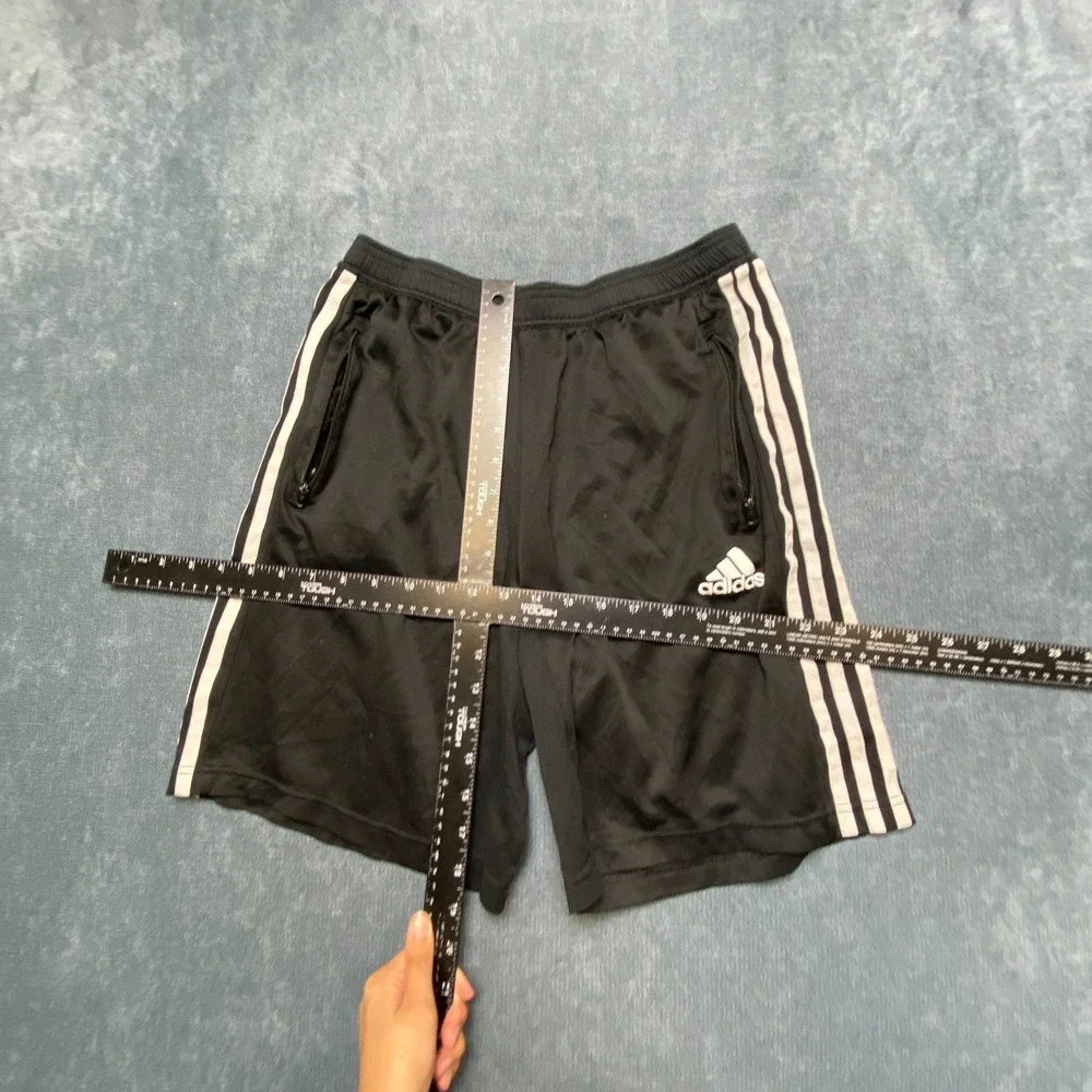 Adidas Primeblue Aeroready Basketball Shorts Mens M Black Striped Elastic Waist